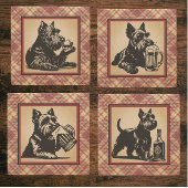 Serviette En Papier Scottish Terrier Tartan Plaid Earthtones