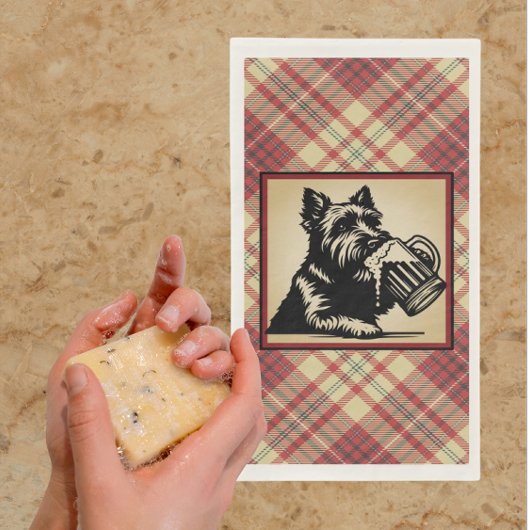 Serviette En Papier Scottish Terrier Tartan Plaid Earthtones