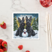 Serviette En Papier Scottish Terriers et Noël des Snowman (En situation)