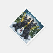 Serviette En Papier Scottish Terriers et Noël des Snowman (Coin)