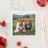 Serviette En Papier Scottish Wedding Highland Cows (En situation)