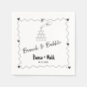 Serviette En Papier Scribble à la main Brunch & Bubble nuptiale douche (Devant)
