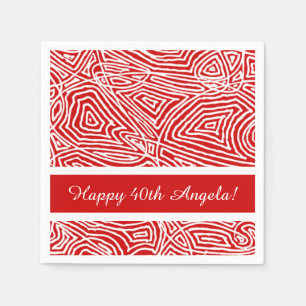 Serviette En Papier Scribbleempreintes rouges