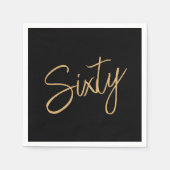 Serviette En Papier Script 60e Anniversaire Noir (Devant)