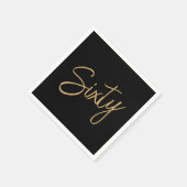 Serviette En Papier Script 60e Anniversaire Noir (Coin)