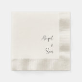 Serviette En Papier Script beige Cocktail Mariage personnalisé (Devant)