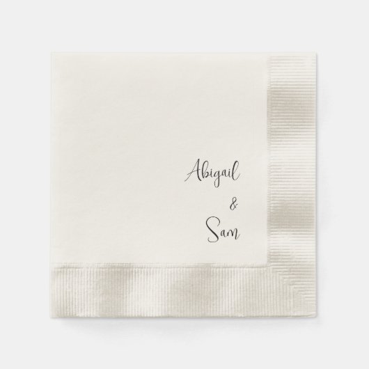 Serviette En Papier Script beige Cocktail Mariage personnalisé (Devant)