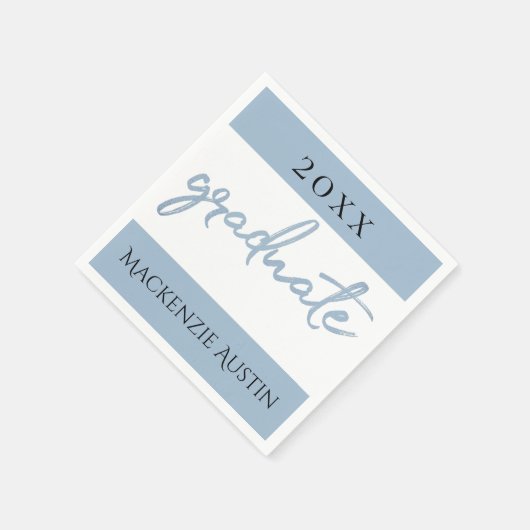 Serviette En Papier Script Bleu clair | Brosse à oeufs Robin (Coin)