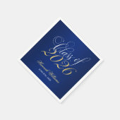 Serviette En Papier Script Bleu Or Classe de fin d'études 2026 (Coin)