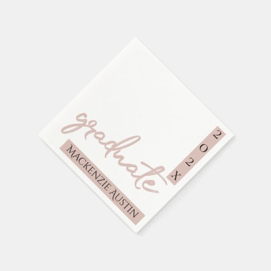 Serviette En Papier Script Blush Graduate | Pinceau rose classique sur (Coin)
