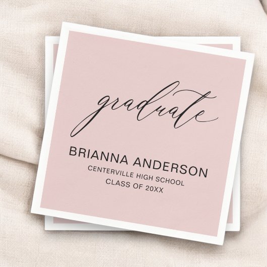 Serviette En Papier Script Blush Pink Graduate Graduate