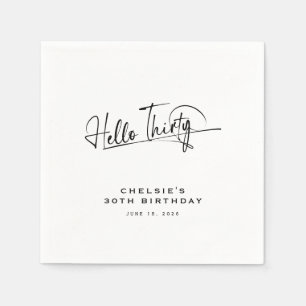 Serviette En Papier Script Bonjour Trente Minimaliste 30e Anniversaire