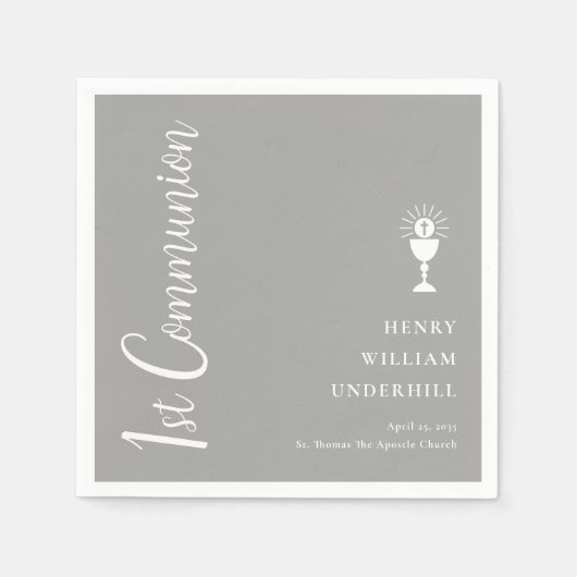 Serviette En Papier Script Boys 1ère communion (Devant)