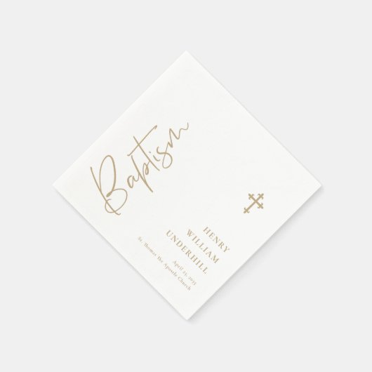 Serviette En Papier Script Boys Baptême (Coin)