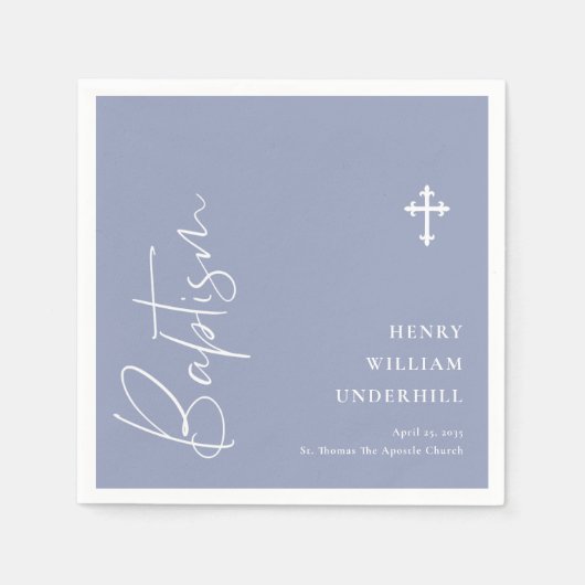 Serviette En Papier Script Boys Baptême (Devant)