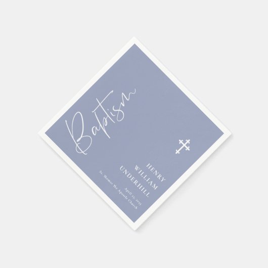 Serviette En Papier Script Boys Baptême (Coin)