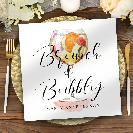 Serviette En Papier Script Bridal Brunch Cocktail Napkins