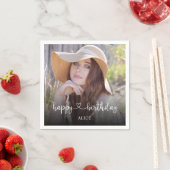 Serviette En Papier Script cardiaque Calligraphie photo Joyeux anniver (En situation)