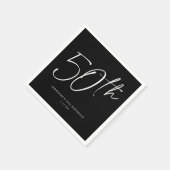 Serviette En Papier Script chic moderne Cinquantième 50ème anniversair (Coin)