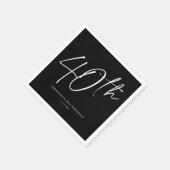 Serviette En Papier Script chic moderne Quarantième anniversaire 40e f (Coin)