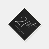 Serviette En Papier Script chic moderne Vingt et un fête d'anniversair (Coin)
