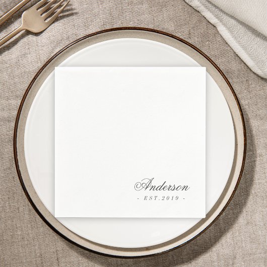 Serviette En Papier Script classique élégant Mariage de nom personnali