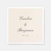 Serviette En Papier Script classique Elégant Mariage Personnalisé Noms (Devant)