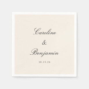 Serviette En Papier Script classique Elégant Mariage Personnalisé Noms