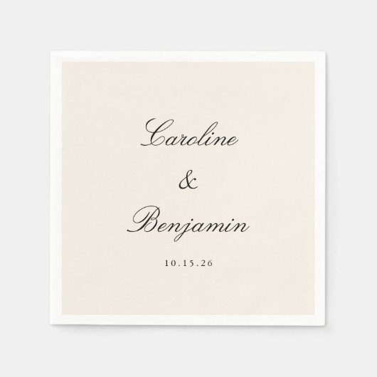 Serviette En Papier Script classique Elégant Mariage Personnalisé Noms (Devant)