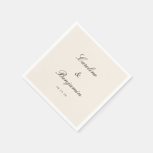 Serviette En Papier Script classique Elégant Mariage Personnalisé Noms (Coin)