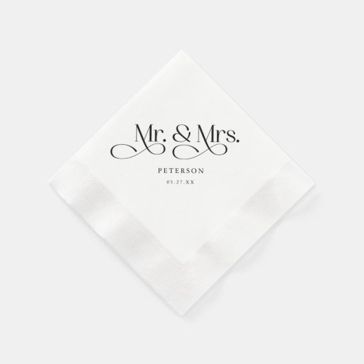 Serviette En Papier Script classique M. et Mme Mariage (Coin)