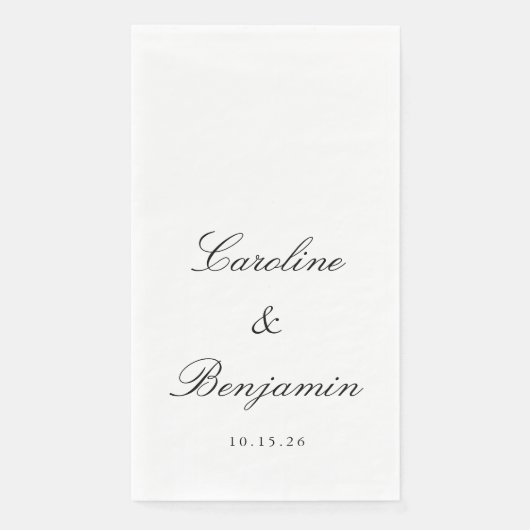 Serviette En Papier Script classique Mariage élégant Nom personnalisé (Devant)
