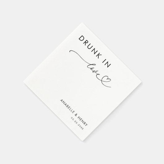 Serviette En Papier Script Coeur moderne ivre dans l'amour Mariage élé (Coin)