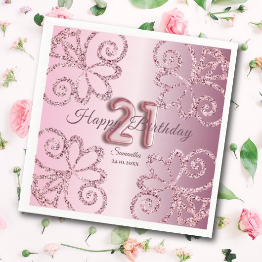 Serviette En Papier Script de ballon à paillettes rose Princesse pour