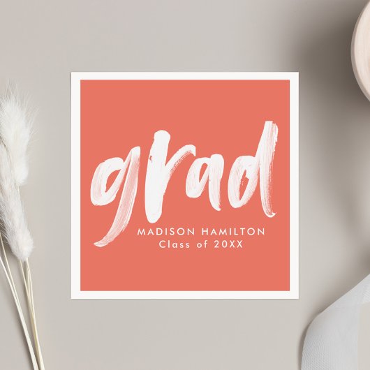 Serviette En Papier Script de brosse moderne Graduation de corail