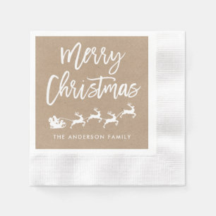 Serviette En Papier Script de brosse moderne Kraft Père Noël Noël