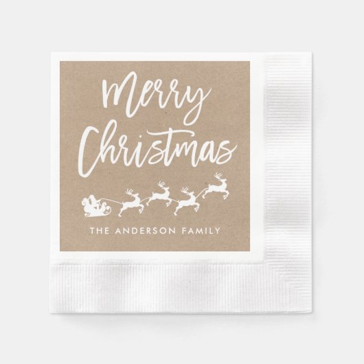 Serviette En Papier Script de brosse moderne Kraft Père Noël Noël (Devant)