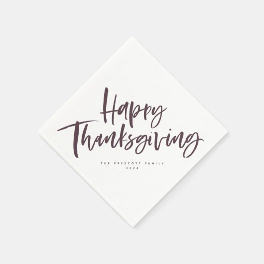 Serviette En Papier script de brosse violet bon thanksgiving (Coin)