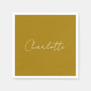 Serviette En Papier Script de calligraphie couleur or Nom personnalisé