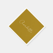 Serviette En Papier Script de calligraphie couleur or Nom personnalisé (Coin)