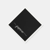 Serviette En Papier Script de calligraphie de monogramme noir minimali (Coin)