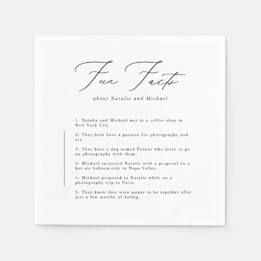 Serviette En Papier Script de calligraphie minimaliste amusant faits M (Devant)
