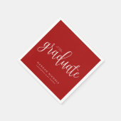 Serviette En Papier Script de calligraphie moderne Graduation rouge (Coin)