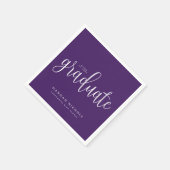 Serviette En Papier Script de calligraphie moderne Purple Graduation (Coin)