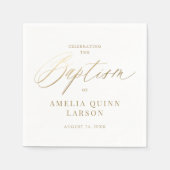 Serviette En Papier Script de calligraphie or simple et élégant Baptêm (Devant)