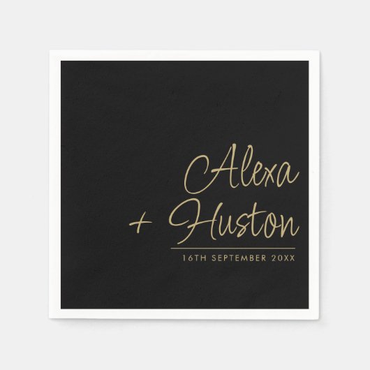 Serviette En Papier Script de calligraphie Répétition Mariage personna (Devant)