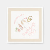 Serviette En Papier Script de cocktail moderne rose girly bachelorette (Devant)