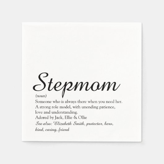 Serviette En Papier Script de définition Stepmaman Stepmère (Devant)