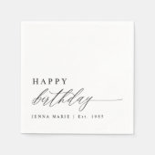 Serviette En Papier Script de Joyeux Anniversaire Élégant Moderne Simp (Devant)
