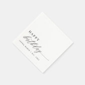 Serviette En Papier Script de Joyeux Anniversaire Élégant Moderne Simp (Coin)